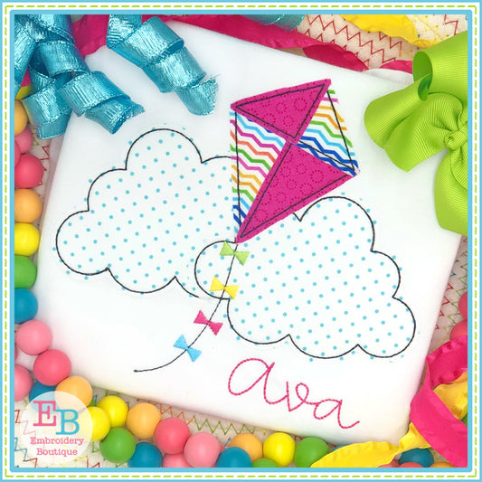 Kite Clouds Bean Stitch Applique, Applique