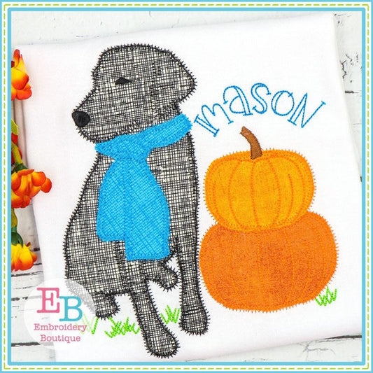 Lab Pumpkins Zigzag Applique, Applique