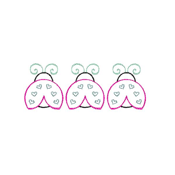 Ladybug Trio Scribble Stitch Embroidery Design, Embroidery