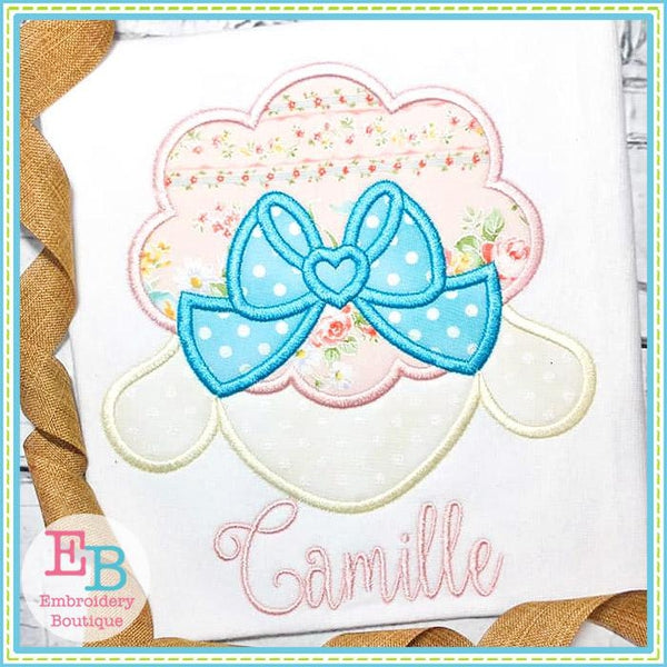 Lamb Bow Satin Applique, Applique