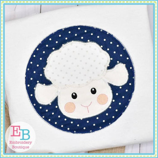 Little Lamb Boy Face ZigZag Applique, Applique