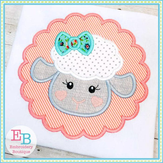 Little Lamb Girl Face Applique, Applique