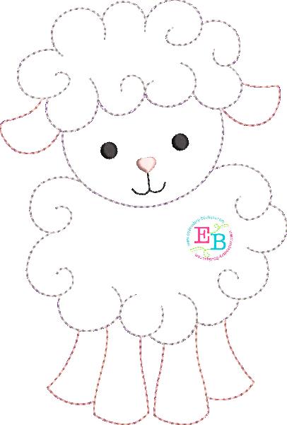 Lamb 2 Bean Stitch Applique, Applique