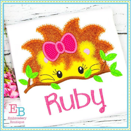Lion Girl Peeker Applique, Applique