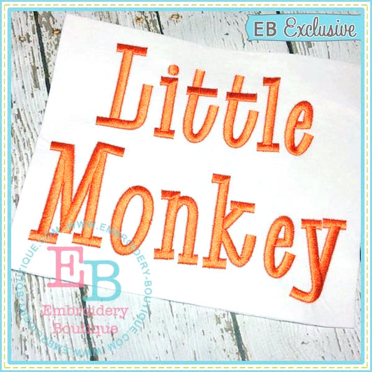 Little Monkey Embroidery Font, Embroidery Font