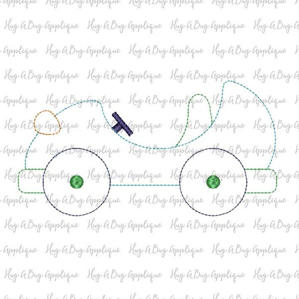 Little Car Bean Stitch Applique Design, Applique