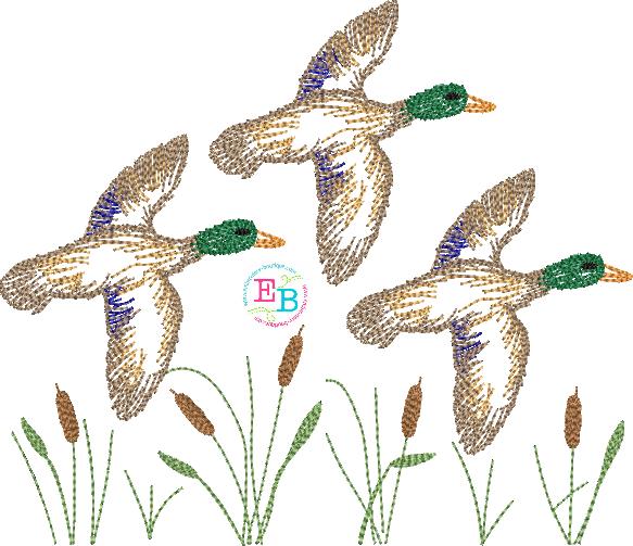 Mallards Vintage Embroidery Design, Embroidery