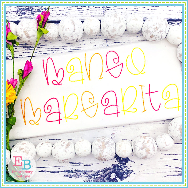 Mango Margarita Bean Embroidery Font, Embroidery Font