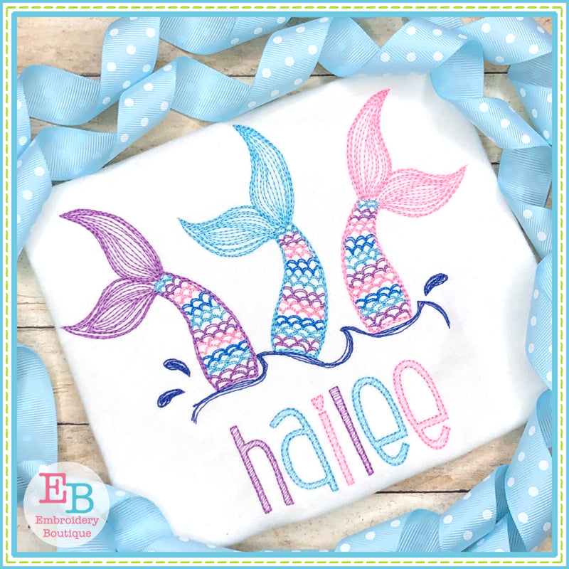 Mermaid Tails Embroidery Design, Embroidery