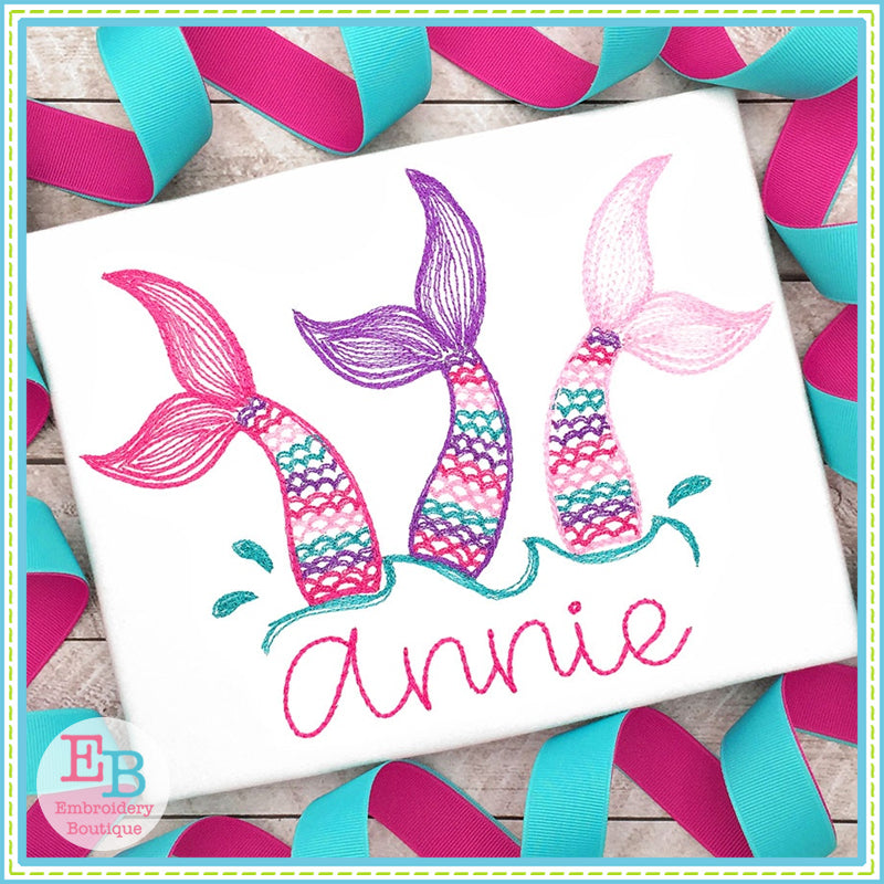 Mermaid Tails Embroidery Design, Embroidery