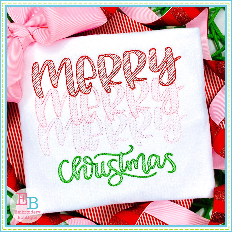 Merry Merry Sketch Embroidery Design, Embroidery