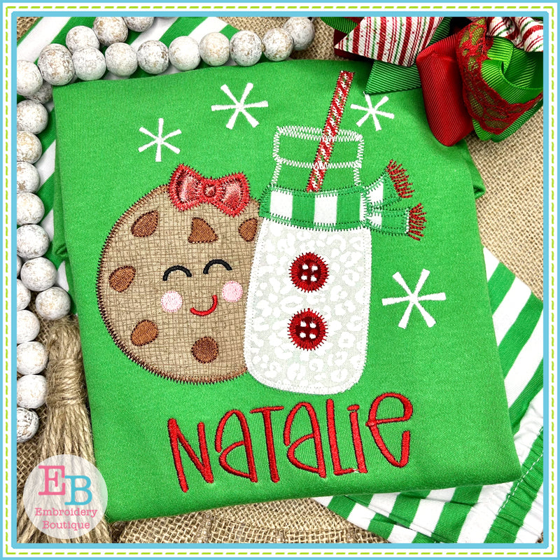 Milk Cookies Bow Zigzag Stitch Applique, Applique Designs