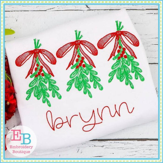 Mistletoe Trio Design, Embroidery
