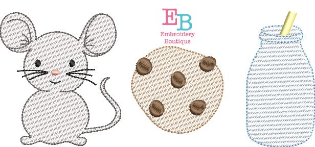 Mouse Cookie Sketch Embroidery Design, Embroidery Design