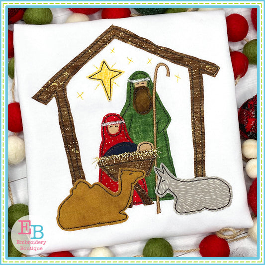 Nativity Bean Stitch Applique, Applique