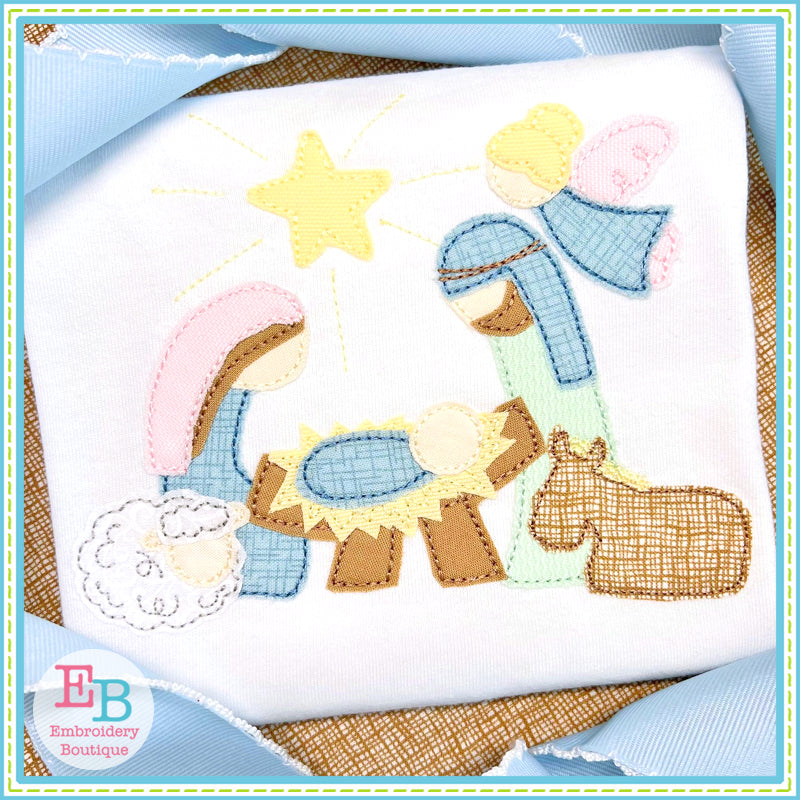 Nativity Donkey Bean Stitch Applique, Applique