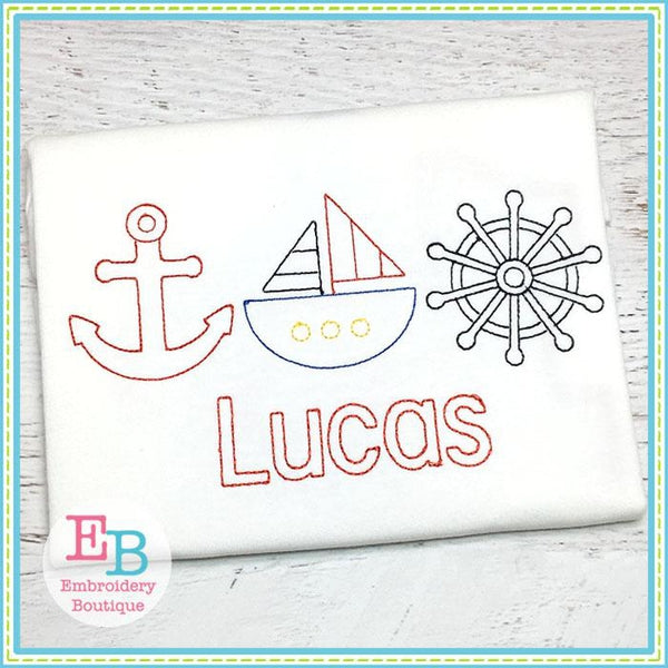 Nautical Trio Design, Embroidery
