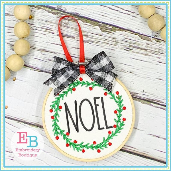 Noel Wreath Embroidery Design, Embroidery