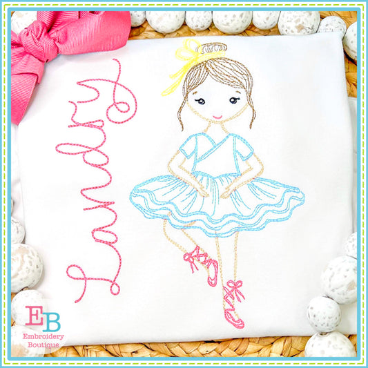 Nutcracker Ballerina Sketch Design, Embroidery Design