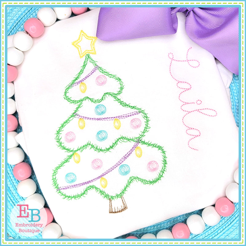 Nutcracker Christmas Tree Sketch Design, Embroidery Design
