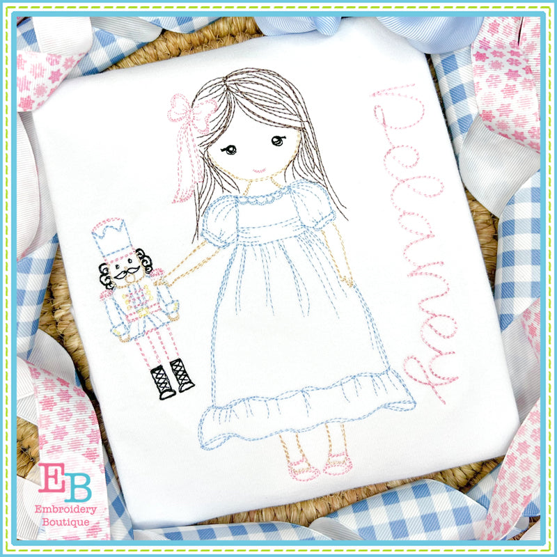Nutcracker Girl Sketch Design, Embroidery Design