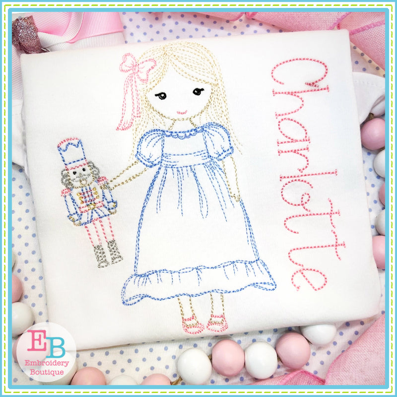 Nutcracker Girl Sketch Design, Embroidery Design