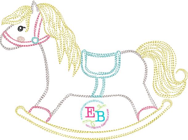 Nutcracker Rocking Horse Sketch Design, Embroidery Design