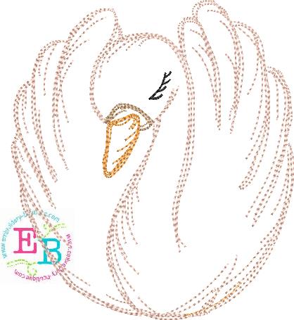 Nutcracker Swan Sketch Design, Embroidery Design