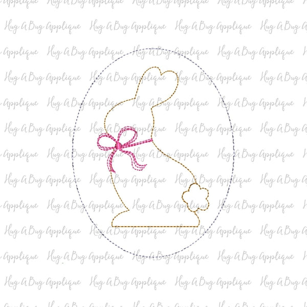 Bunny Girl Oval Bean Stitch Applique Design, Applique