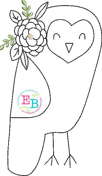 Owl Flower Bean Stitch Applique, Applique