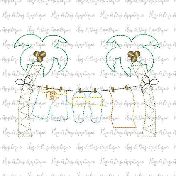 Palm Tree Boy Bean Stitch Applique Design, Applique