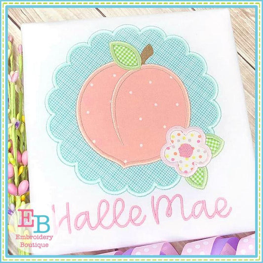 Peach Scallop Satin Applique, Applique