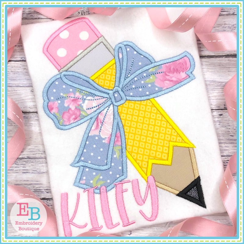 Pencil Big Bow Satin Applique, Applique