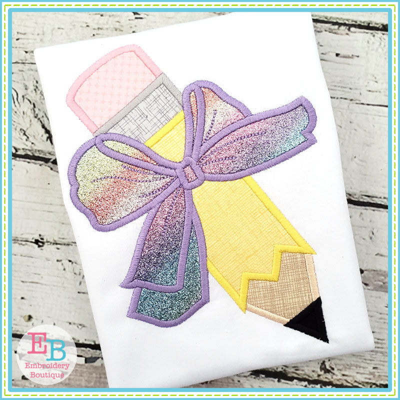 Pencil Big Bow Satin Applique, Applique