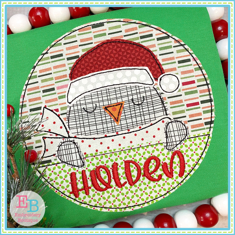 Penguin Circle Bean Stitch Applique, Applique