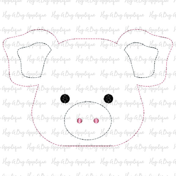 Pig 2 Bean Stitch Applique Design, Applique