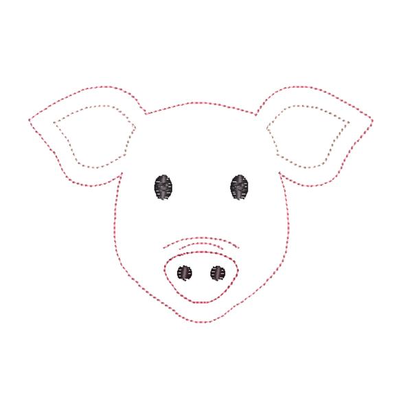 Pig Bean Stitch Applique Design, Applique