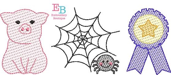 Pig Spider Web Sketch Embroidery Design, Embroidery Design