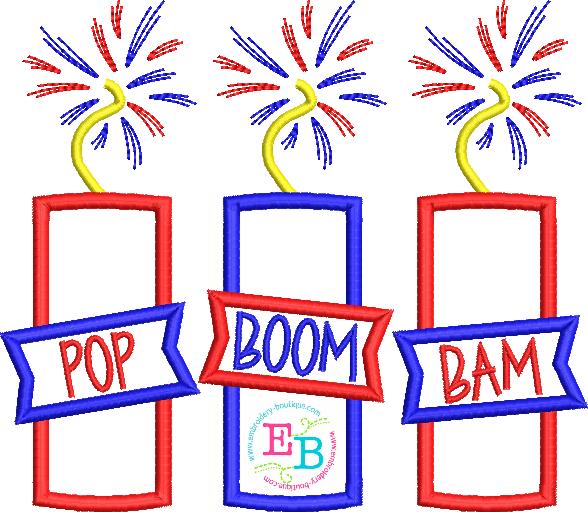 Pop Boom Bam Firework Satin Applique, Applique