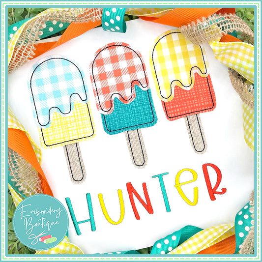 3 Popsicles Bean Stitch Applique, Applique, Embroidery Boutique