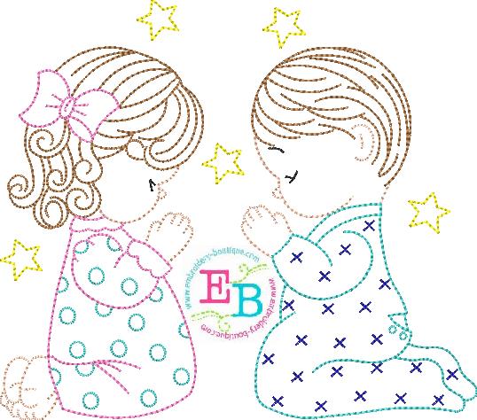 Praying Babies Embroidery Design, Embroidery