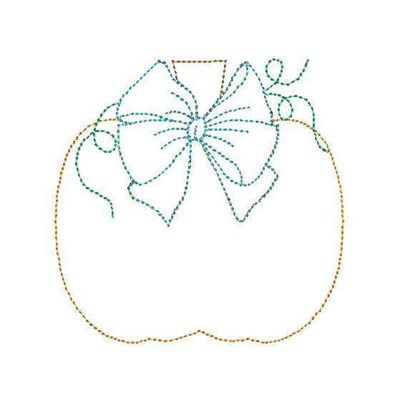 Pumpkin Bow Bean Stitch Applique Design, Applique