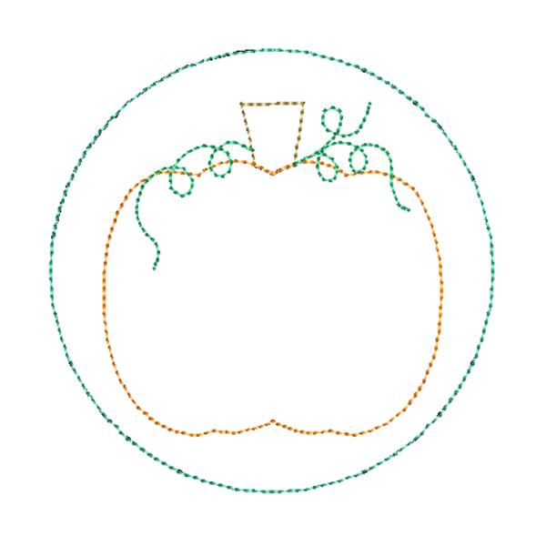 Pumpkin Circle Bean Stitch Applique Design, Applique