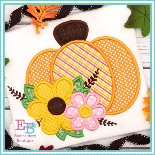 Pumpkin Flowers Satin Applique, Applique