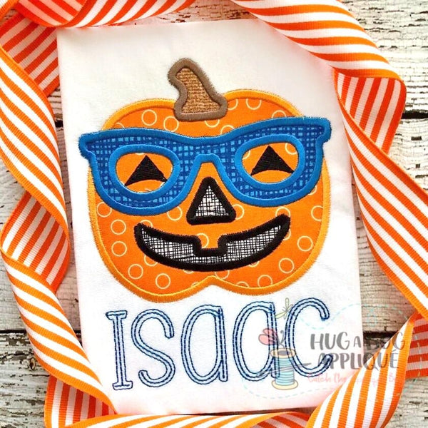 Pumpkin Glasses Applique Design, Applique