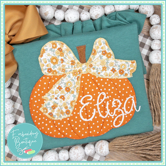 Pumpkin Big Bow Zigzag Applique, Applique, Embroidery Boutique