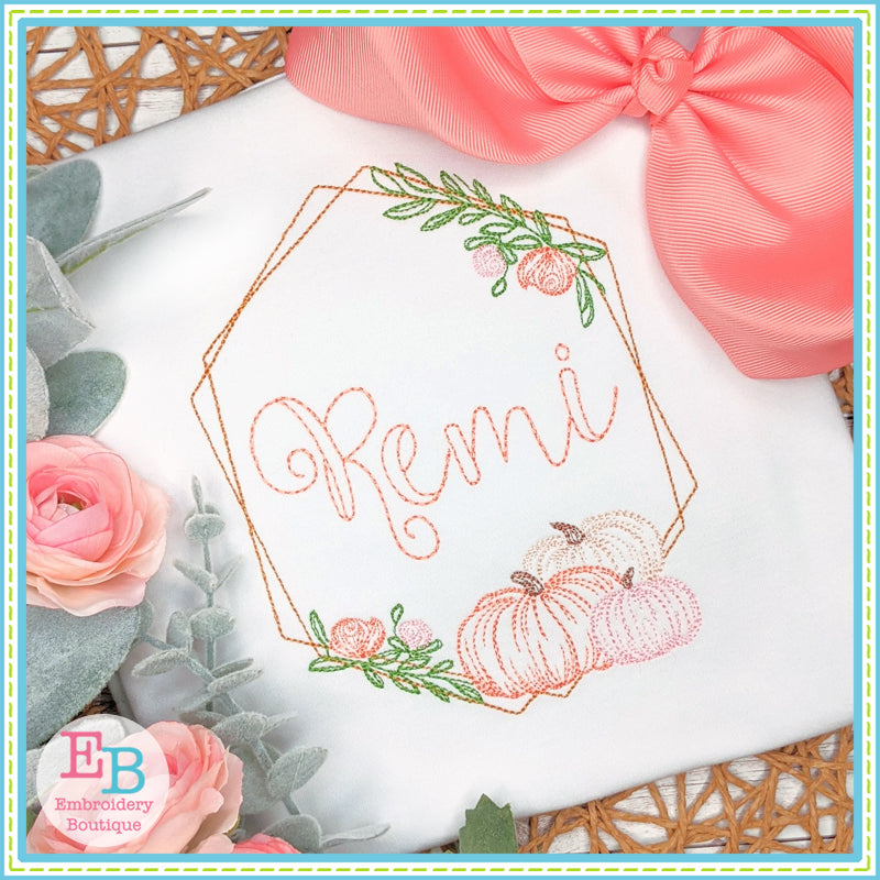 Pumpkin Frame Embroidery Design, Embroidery