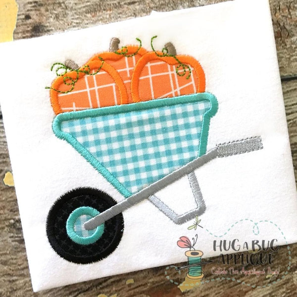 Pumpkins Wheelbarrow Applique Design, Applique