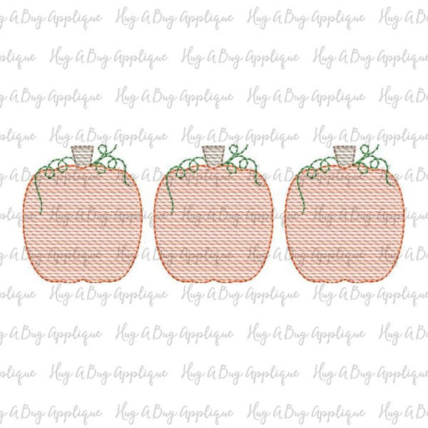 Pumpkin Trio Sketch Stitch Embroidery Design, Embroidery