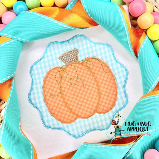 Pumpkin Wavy Circle Patch Zig Zag Stitch Applique Design, Applique